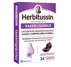 Herbitussin Kaszel i Gardło, pastylki do ssania, 24 szt.
