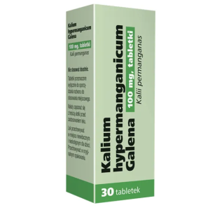 Kalium hypermanganicum Galena, 100 mg, tabletki, 30 szt. nadmanganian potasu, tabletka, rana, dezynfekcja, owrzodzenia